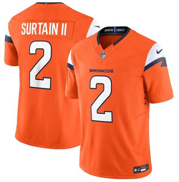 Men%27s Denver Broncos #2 Pat Surtain II Orange 2024 F.U.S.E. Vapor Limited Stitched Football Jersey Dzhi->denver broncos->NFL Jersey